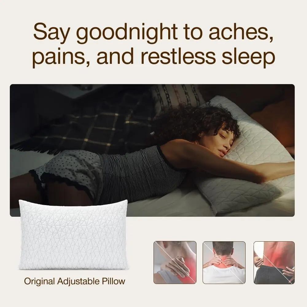 Home Goods Original Adjustable Pillow, Queen Size Bed Pillows for Sleeping, Cross Cut Memory Foam Pillows - Medium Firm Back, St