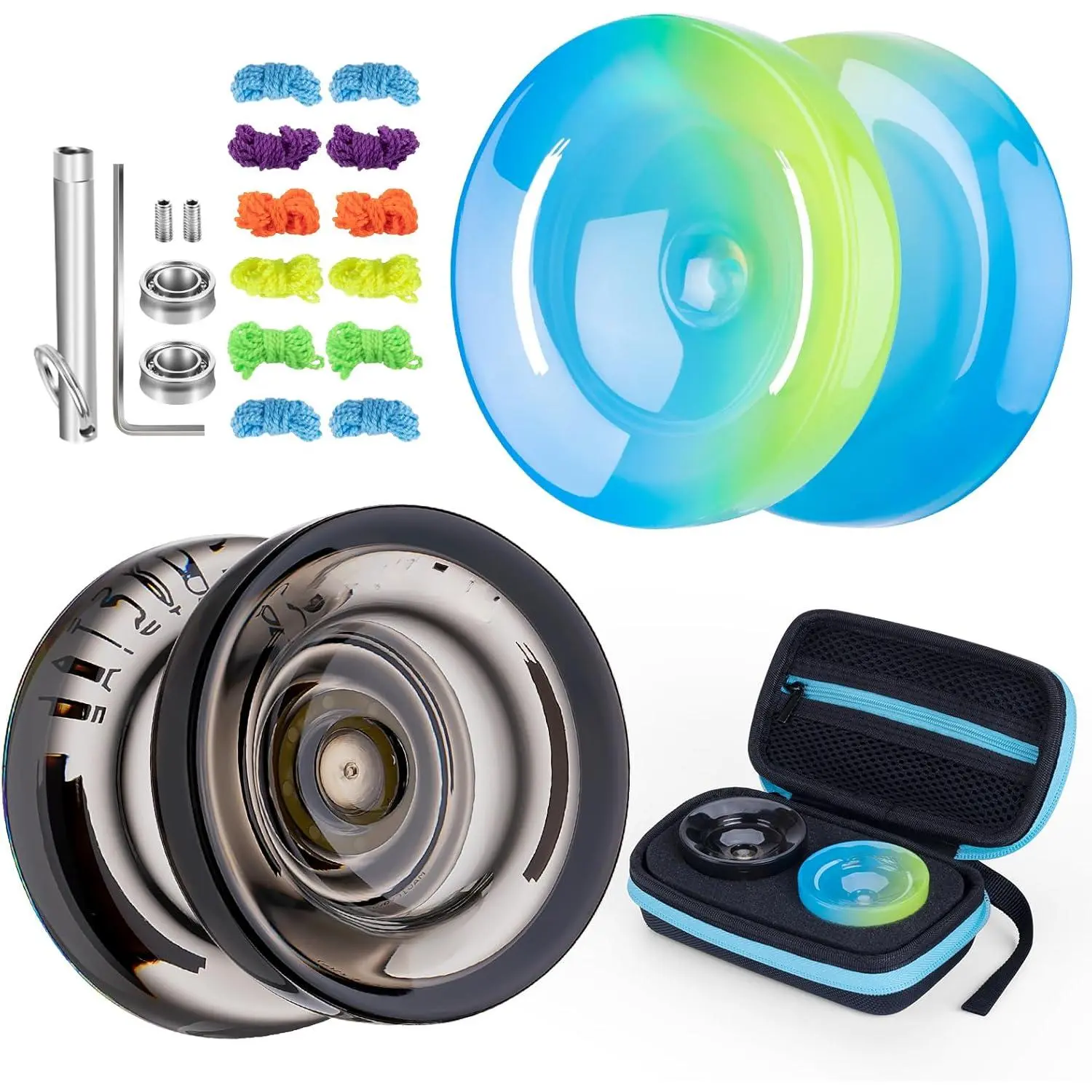 Yoyo Shape Crystal Professional Responsive Yoyo for Kids, Black-Blue-Yellow Color Combination (Baby Fashion Accessory)