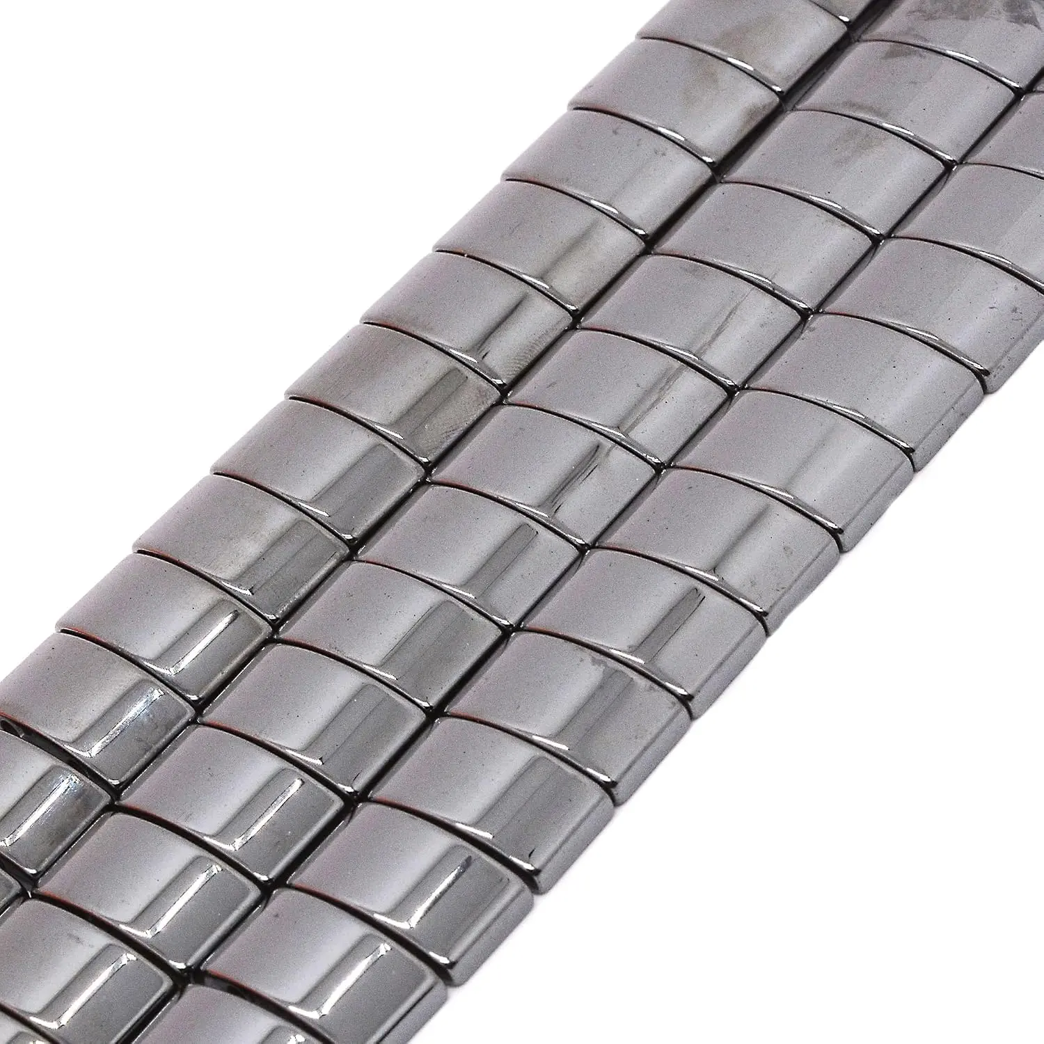 20mm Hematite Fashion Flat Rectangle Loose Beads Double Holes DIY  Making Strand 8 Inches