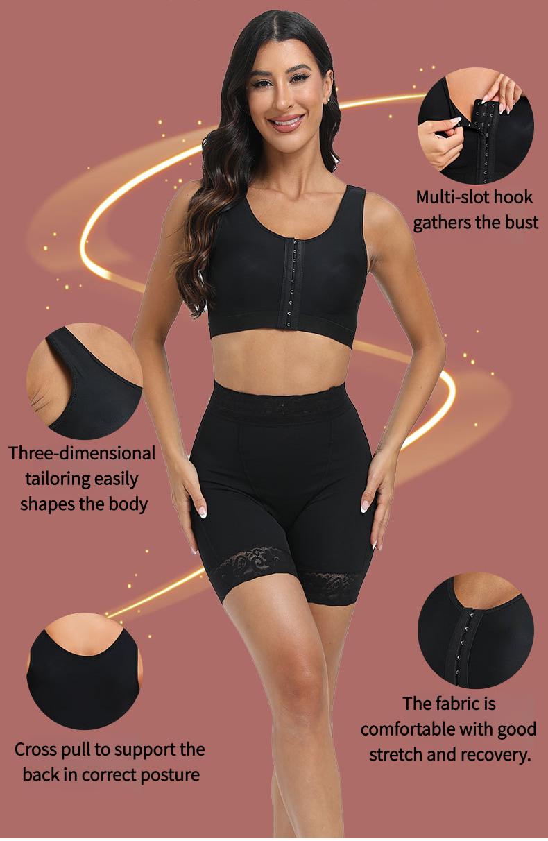 Women Front Closure Post Surgery Compression Everyday Bras for Mastectomy Support with Adjustable Straps Wirefree