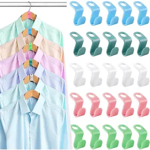 100 PCS Hanger Connector Hooks, Hangers Space Saving, Hanger Clips for Plastic Hangers(5 Color)