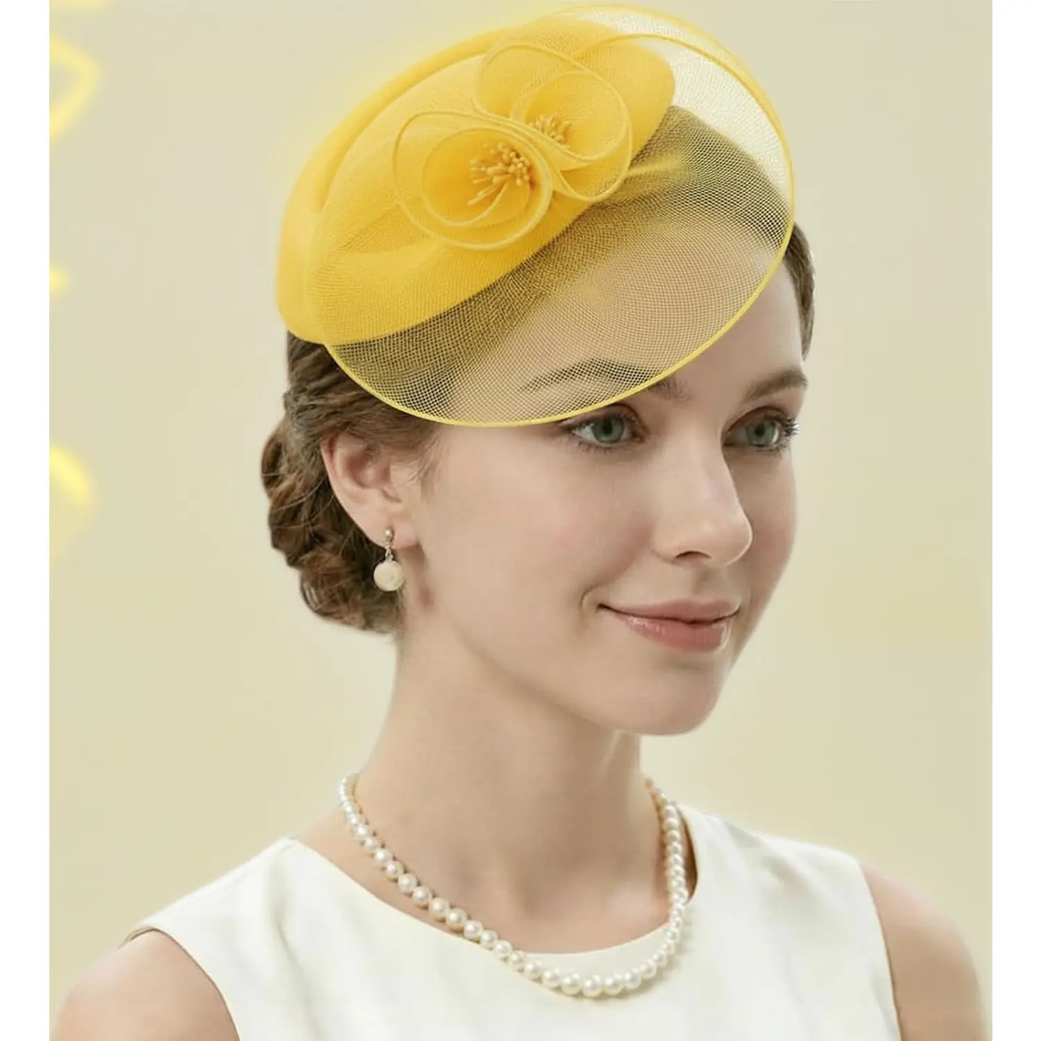 Women's Floral Feather Fascinators Set with Clip & Headband - 1 Pack (Medium Apricot Beige Cream, Medium Black) - Adult Party Tea Parties DIY Headwear (Toys & Hobbies DIY Painting Supplies)