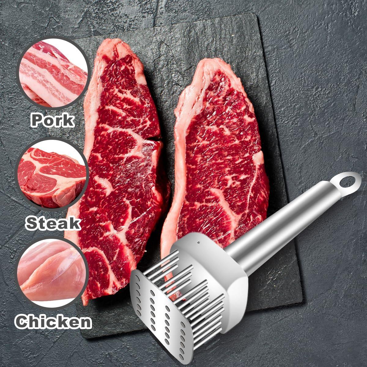 18/10 Stainless Steel Meat Tenderizer Tool, 24   for Tenderizing Steak Chicken Pork Veal Barbecue Marinating