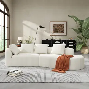 [Bellemave] 116" Modern Curved Sectional Sofa with High-Density Fully Compressed Sponge and Chaise Lounge, Pearl Upholstery, Fully Assembled Right Hand Facing, Perfect for Living Room, Lounge