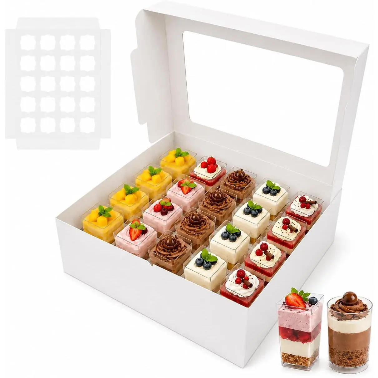 Dessert Shooter Boxes 3 Pack, Each Box Holds 20 Count 5 oz Dessert Shooter Cups, -Grade Dessert Cup Holder Boxes with Inserts, Dessert Shooter Box Packaging for Parties, Catering
