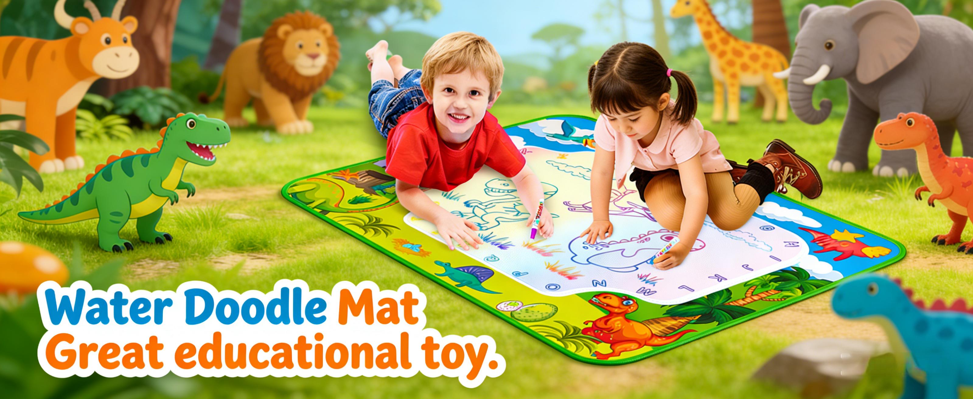 Water Doodle Mat, 40 x 32 Inch Mess Free Drawing Mat, Mess Free Painting for Toddlers Age 2 3 4 5 6 7 8 Year Old, Neon Color Mat Doodle Board Writing Drawing Toys Holiday Christmas Birthday Gifts,Educational Toy for 3 4 5 6 7 8 Years Old Boys Girls