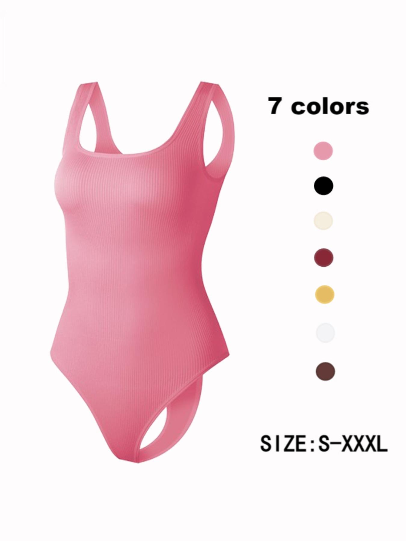 Women's Solid Backless Ribbed Shapewear Bodysuit, Breathable Comfortable Hook & Eye Closure Crotch Shaper, Tummy Control Butt Lifter, Ladies Shapewear for Daily Wear, Invisible Bodysuits