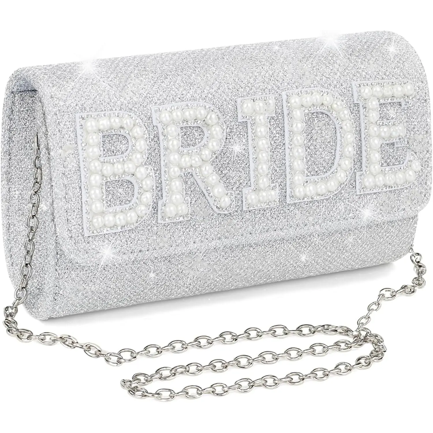 Bride Clutch Bag for Bachelorette Party, Bridal Shower  Evening Purse,  Makeup Handbag for Wedding Honeymoon Engagement  for Bride to Be