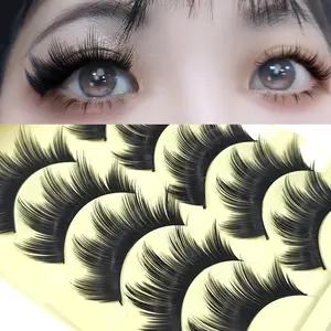 5 Pairs Dense Curl Thick Stalk False Eyelashes, Latin Dance Stage Performance Cos Lashes, Nightclub Smoky Makeup, Full Strip
