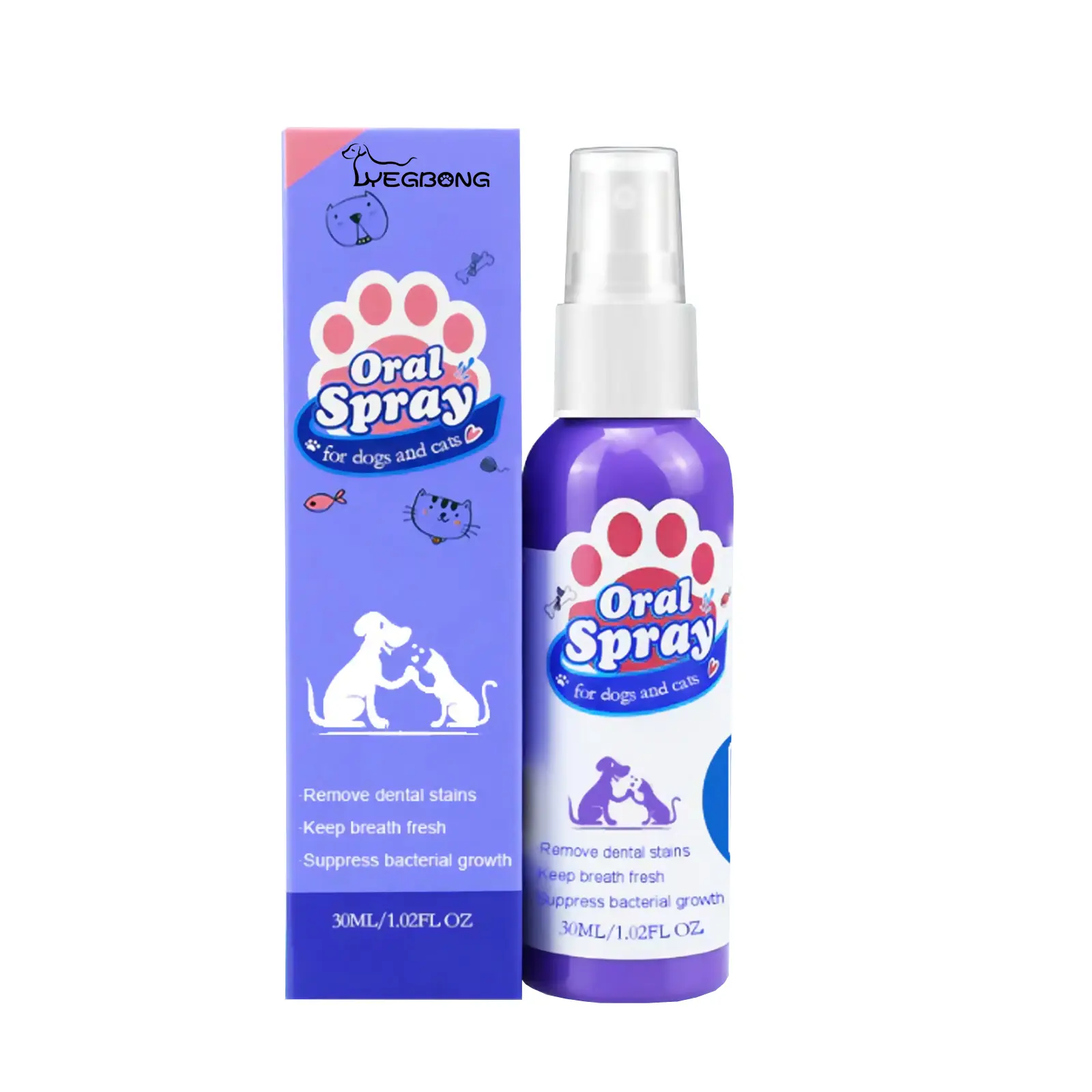 Yegbong Pet Oral Care Spray Bottle for Cats and Dogs - Tooth Stain Remover, Fresh Breath Enhancer
