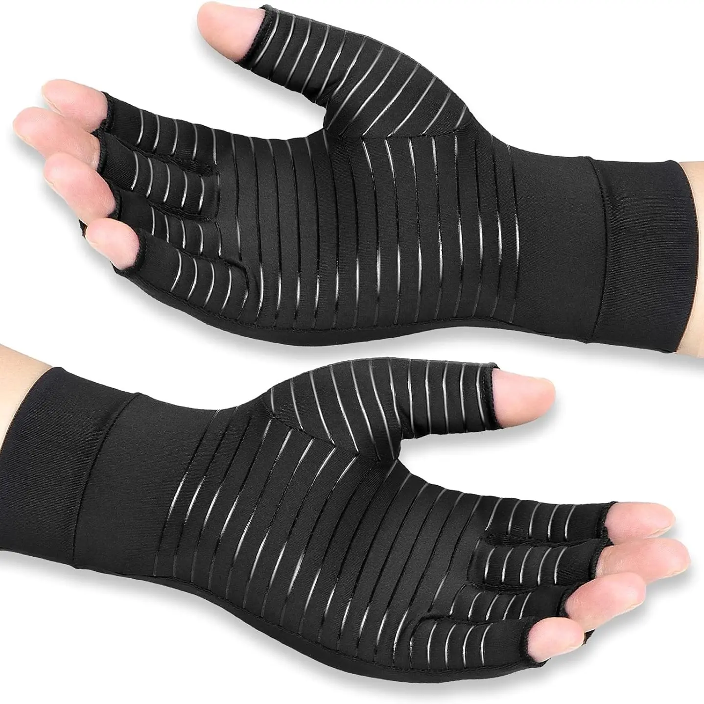 Copper Infused Compression Gloves, Gentle Wrap Support to Relieve Stiff & Puffy Sensations on Hands and Joints