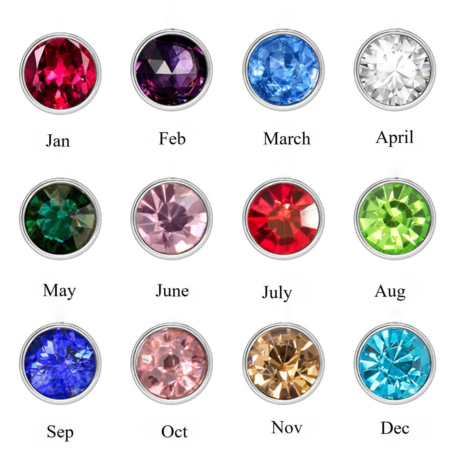 AS182 For Mother's Day Personalized Custom Name Inlaid Birthstone Pendant Stainless Steel Cut Birthday Necklace Gift Family and Friends