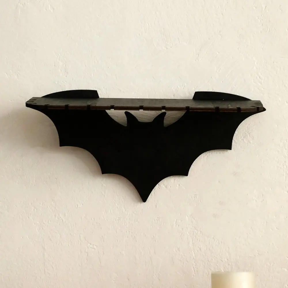 Gothic Bat Wall Shelf, Dark Bedroom Wall Mount Organizer, Crystal and Small Items Holder, Halloween Aesthetic Wall Decor, 1pc