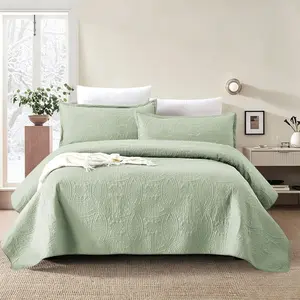 3pcs Quilt Set Bedspreads(Incude 2 Pllowcases) Lightweight Microfiber Bedspread - Moder Style Coin Patter Coverlet Soft And Skin-Friendly Quilt Anti-Allergy And Machine Washable Suitable For School Dormitories