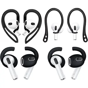 Ear Hooks, Compatible with AirPods 3 3rd Gen, 1 Pair Anti-Slip Adjustable Soft TPU Earhook, 2 Pairs Silicon Ear Tips Hook, 1 Pair Silicon Ear Hook, Compatible with AirPods 3, 1ch+1h+2s, Black