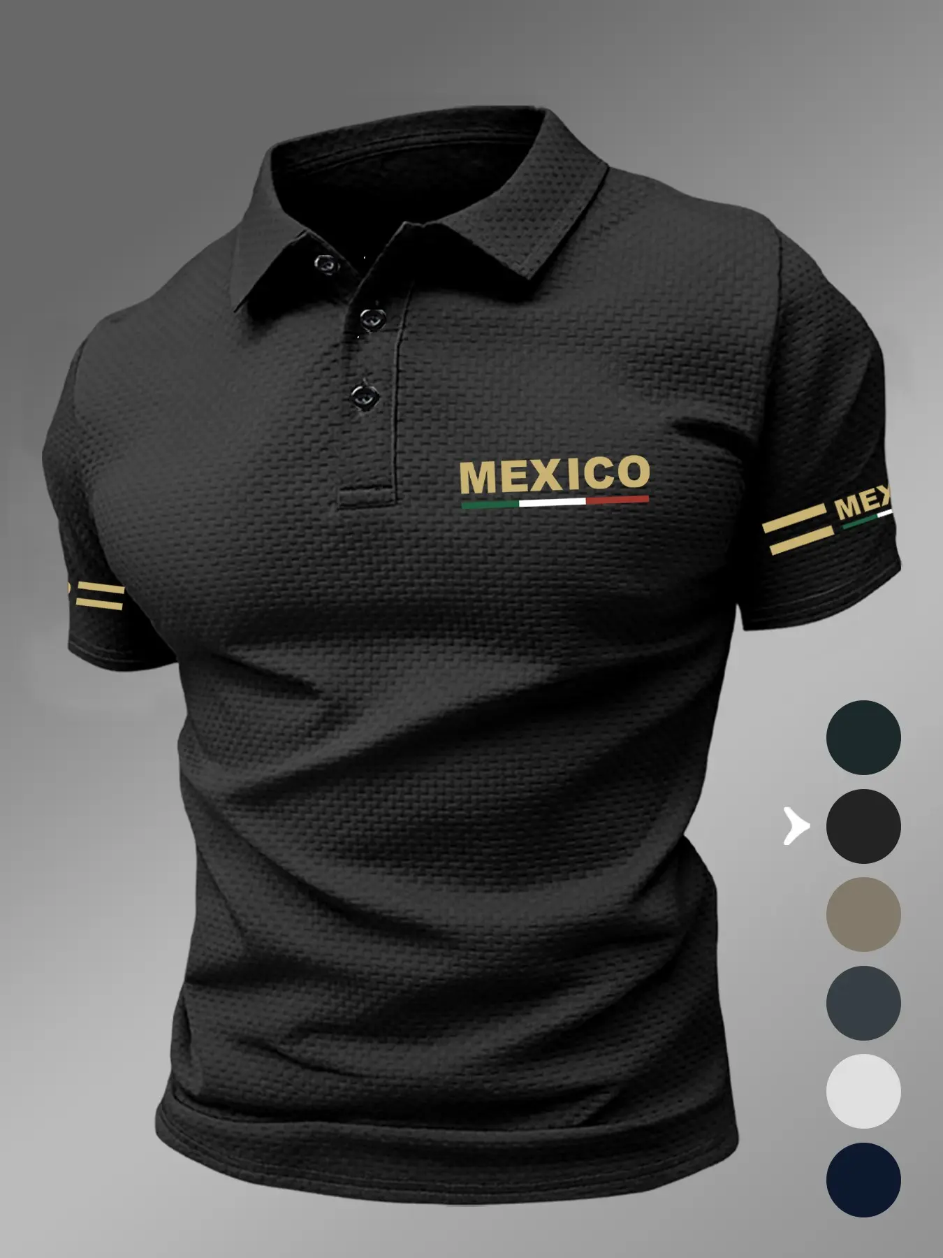 Men's Summer Retro Vintage Mexican City Theme Polo Shirt, Soft Stretch Stain-Resistant Breathable Fabric, Flag Print Design, Ideal for Daily Casual Wear and Outdoor Activities