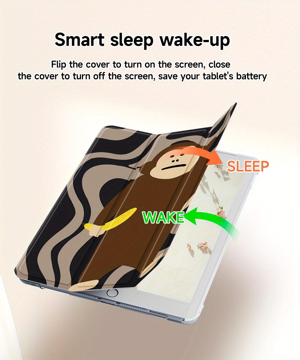 Banana monkey pattern, with adjustable bracket and pen slot, foldable non-slip TPU protective case, suitable for iPad mini, iPad Air, iPad Pro/iPad 10th generation, 11th generation and other series iPad protective cases