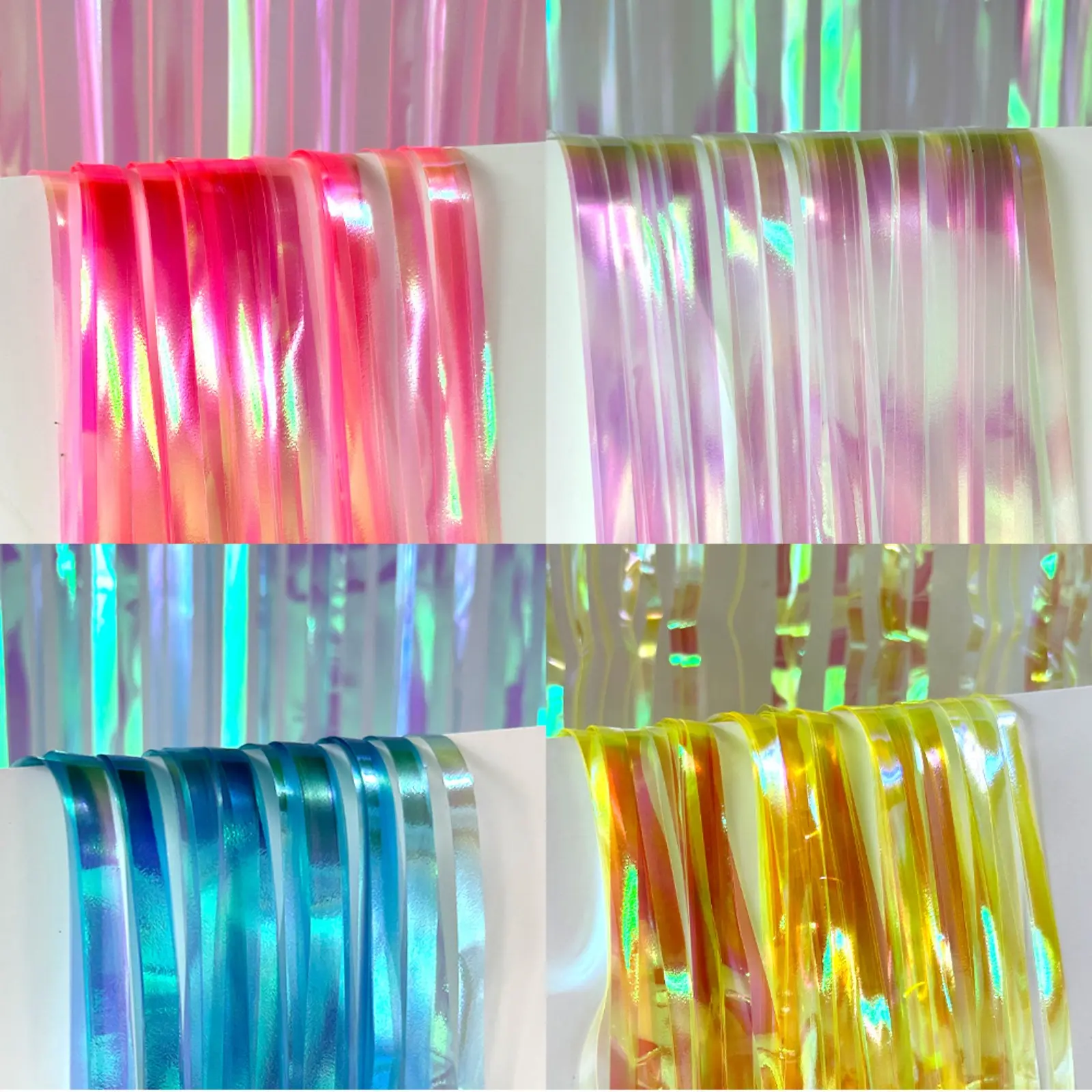 Iridescent Clear Tinsel Fringe Curtain, Shiny Rainbow Party Backdrop Decor, Lightweight Hanging Streamer for Home Wall, Back to School, Birthday & Holiday Event Decoration