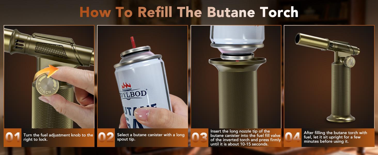 Butane,, Waterproof and Windproof Blow, Refillable & Lighter for Baking, Cooking, (Butane Gas not Included)