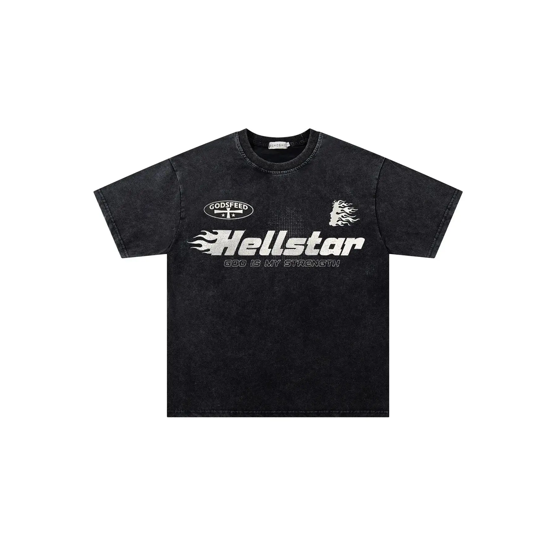 180g[100%cotton]Men Women Street Style Short Sleeve Round Neck Fitted Tee, Vintage Dark Washed Tie-Dye Flame Letter Print Top, Casual Daily Wear Fashion, Menswear