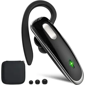 Bluetooth Headset V5.1 Wireless Hands-Free Earpiece with Noise Cancellation Built-in Microphone for iPhone Android, Ideal for Business Calls, Black
