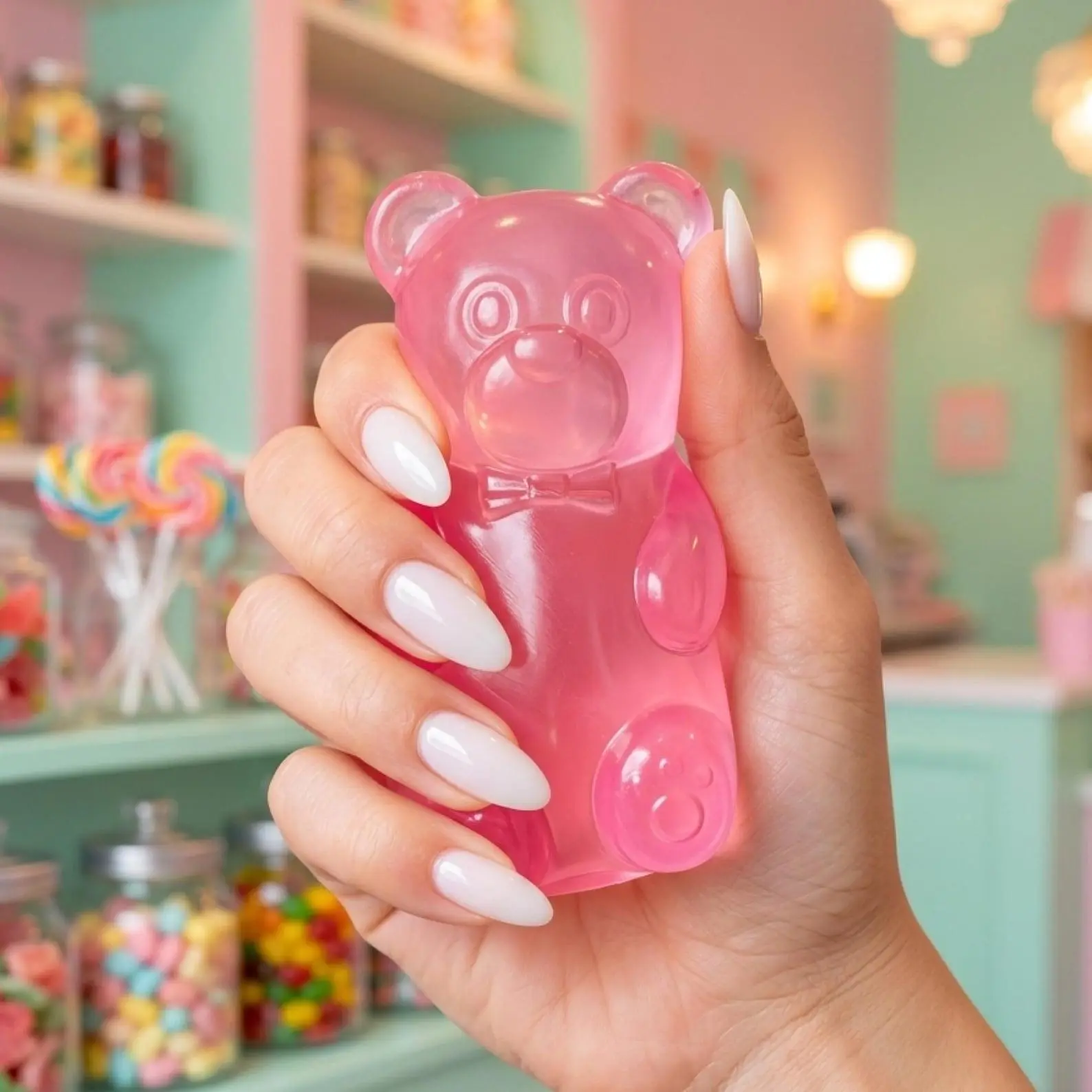 Kawaii Gummy Bear Squishy Stress Ball - Unisex Safe-Material Fidget Collectible for Ages 12+, Soft Squeeze (Toys & Hobbies, Classic & Novelty Stress Relief Items)
