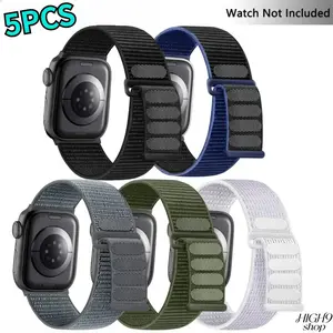 5 Pack 2026 Trendy Nylon Velcro Sports Loop Wrist Straps, Adjustable Breathable Soft Lightweight Durable Replacement Wearable Accessories In Multiple Sizes For Daily Sports And Casual Wear, Only Wrist Straps Included