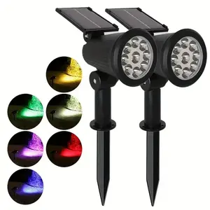 Long range solar outdoor spotlight, color changing spotlight, adjustable auto on/ off flagpole light, home lighting, suitable for garden, home lighting, sidewalk, villa, Halloween essential ambient light