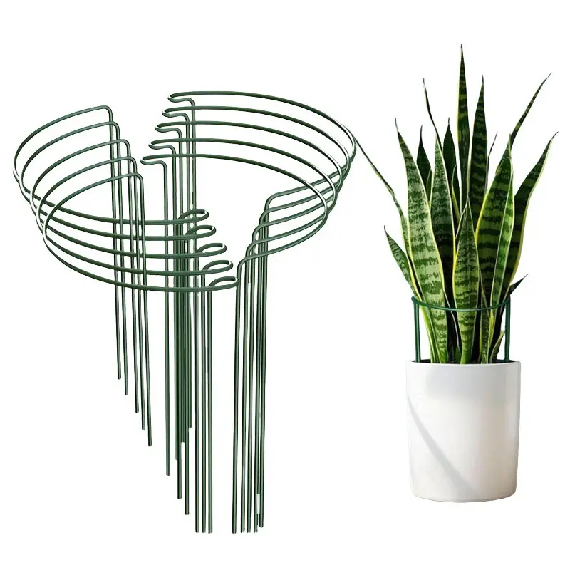 8/16pcs Plant Support Stakes, Semi-Circular Metal Garden Cultivation Trellis for Indoor Peony Cages and Supports, Tomato and Hydrangea Outdoor Green Plant Support Rings, Width 10.0inch X Height 16.13inch, Plant Supplies