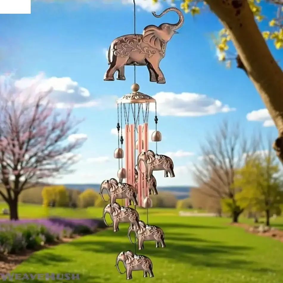 Handmade Large Elephant Outdoor Wind Chimes, 35.4" Bronze Aluminum Metal Tube Windchimes with Deep Melodic Sound, Weatherproof Hanging Ornament for Garden, Yard, Patio, Ideal Home Decor & Sympathy Memorial Gift