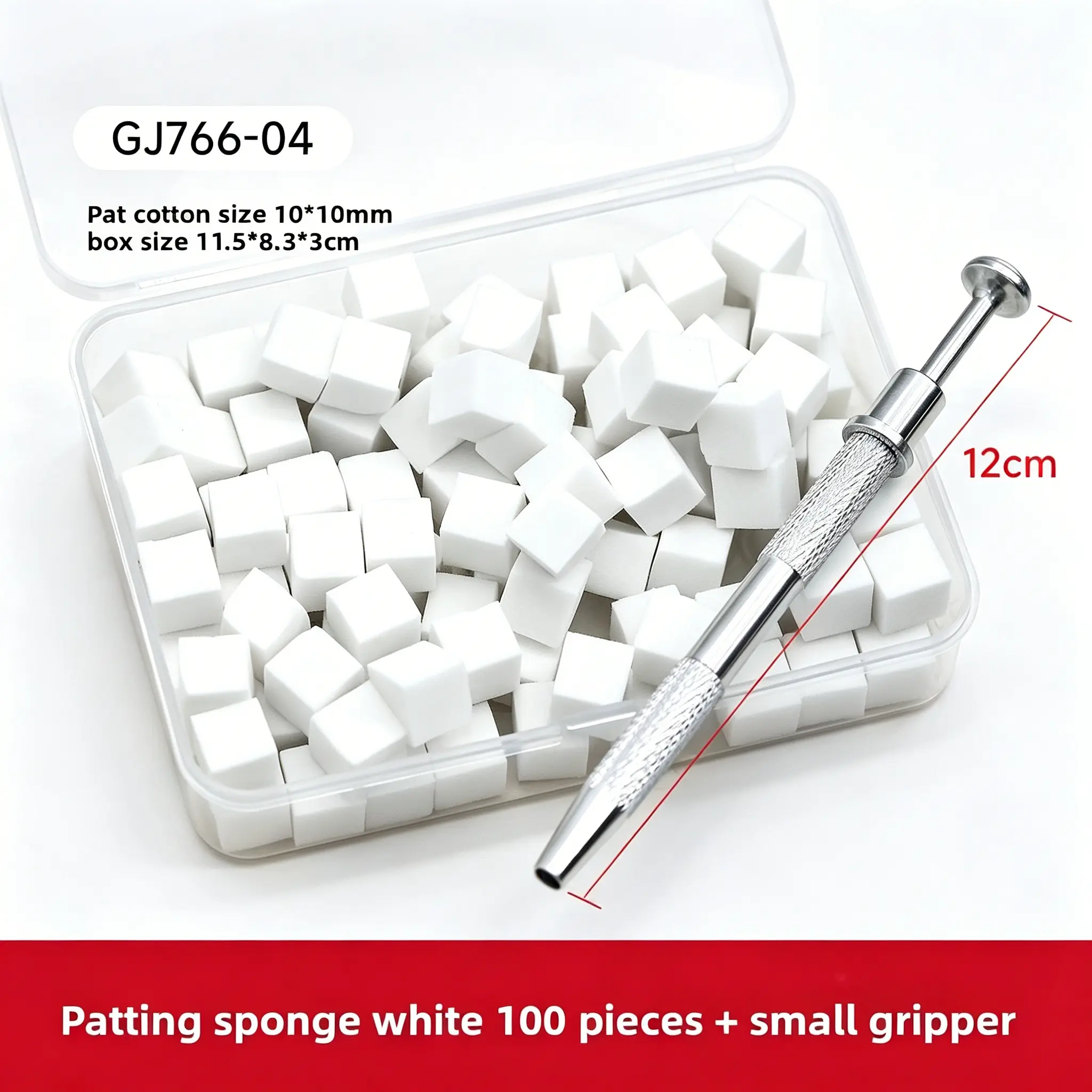 100pcs mini block sponges with fixing clips. Perfect for gradient nail design and blush blending, durable compact tools widely used in nail salons and daily beauty DIY.