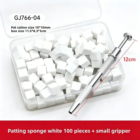 100pcs mini block sponges with fixing clips. Perfect for gradient nail design and blush blending, durable compact tools widely used in nail salons and daily beauty DIY.