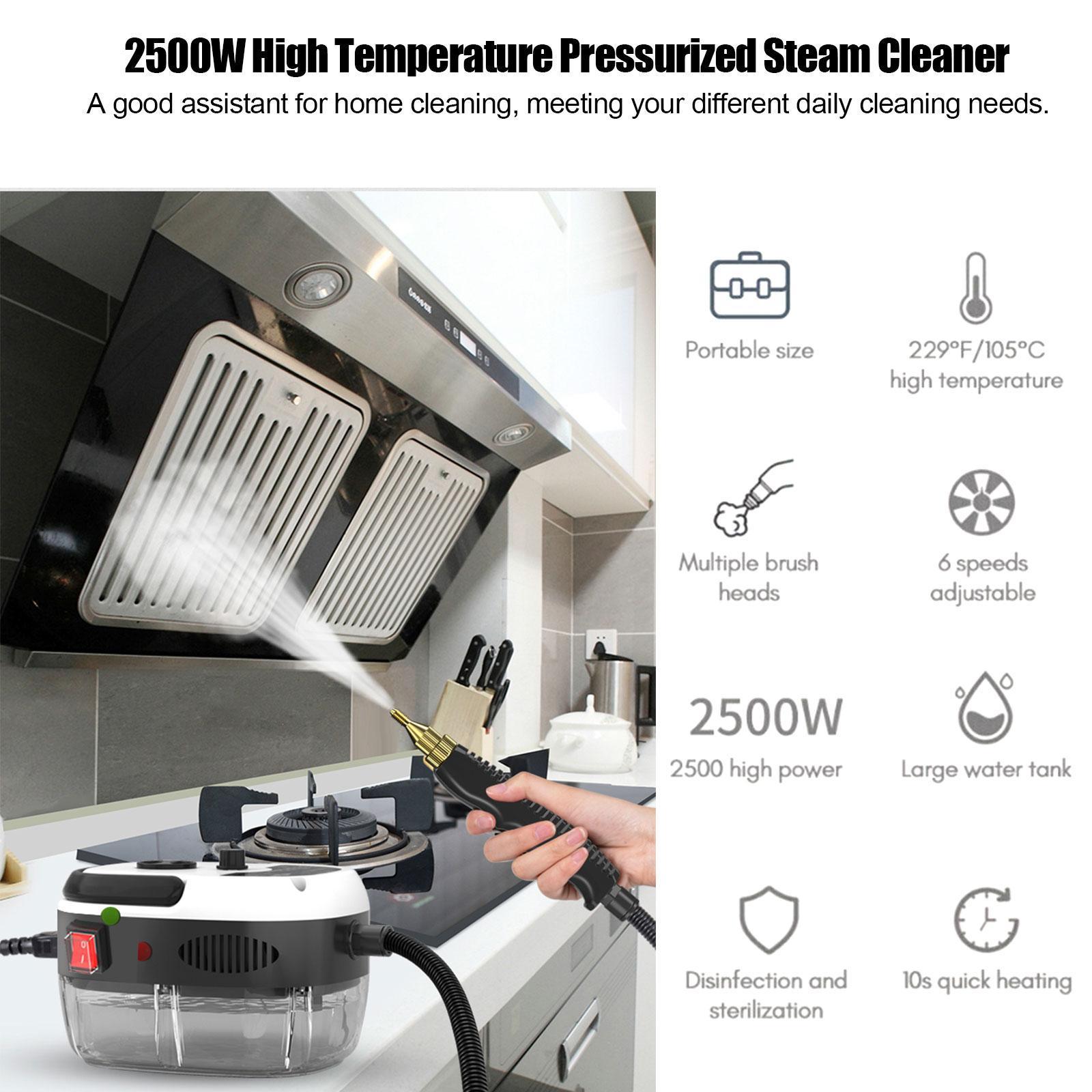 2500W Handheld High Temp Steam Cleaner | Heavy Duty Steam Machine for Car Detailing, Auto Interior, Engine & Home Cleaning | Multi-Surface Deep Cleaner with 105°C High Pressure Steam & 4 Accessories | Chemical-Free