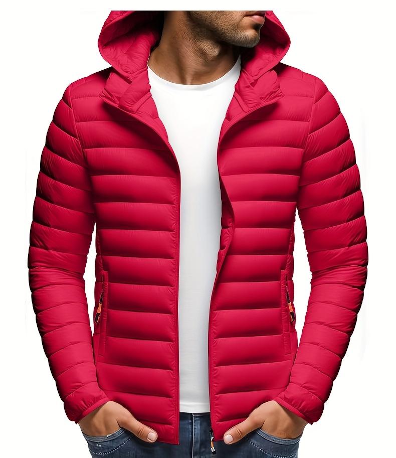 Men's Stand Collar Hooded Jacket - Warm, Windproof Thickened Coat, Detachable Hood, Solid Color Design, Thickened Nylon Fabric for Cold Weather, Casual Style, Zip Closure, Dry Clean Only, Winter Stand Collar Hooded Thickened Coat Spooky Fuzzy Crew Socks W