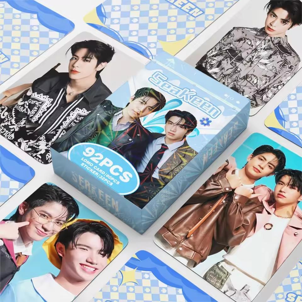 92Pcs/Set Thai Star Drama CP Laser Lomo Card - AouBoom BounPrem AuauSave Holographic Photo Cards with Bonus Stickers