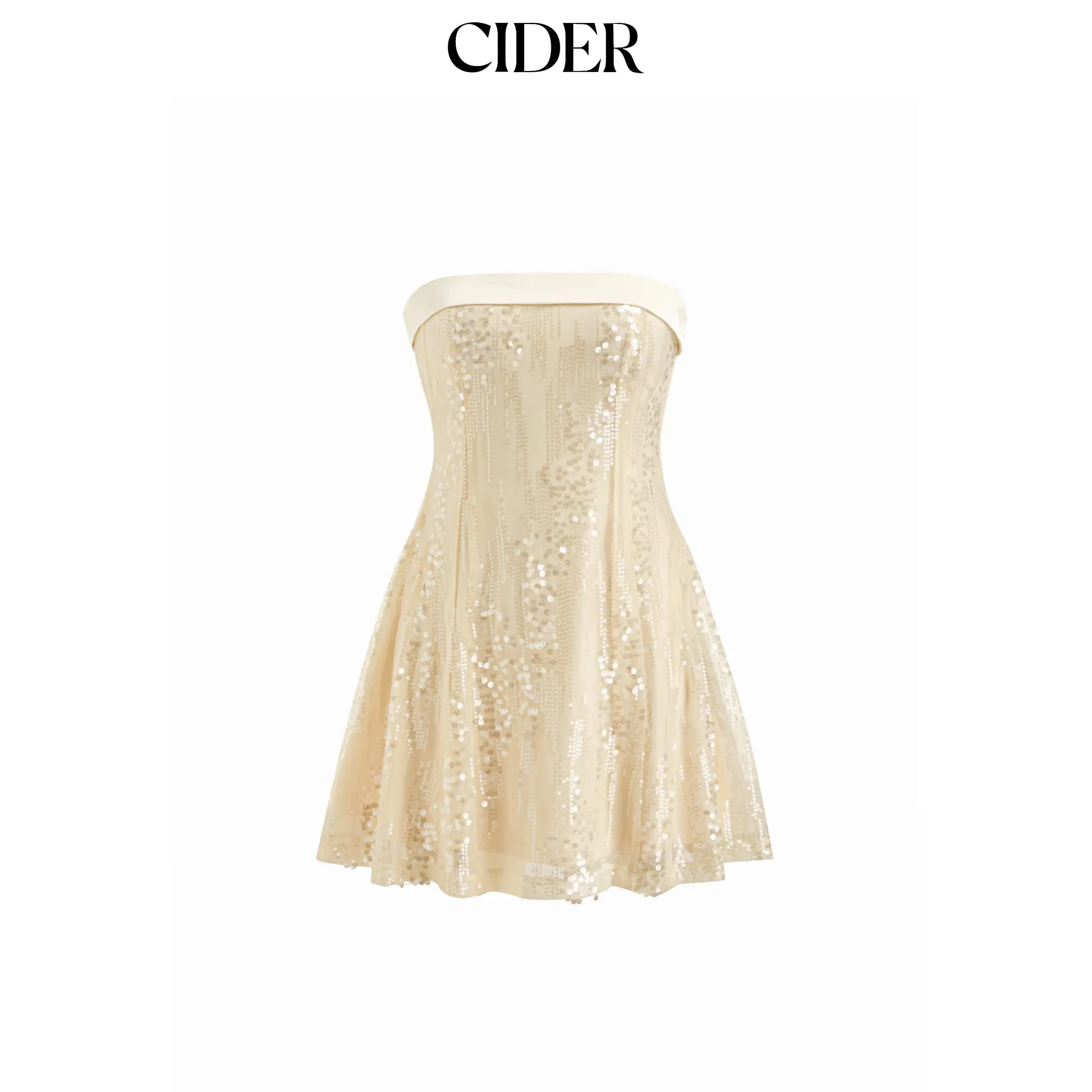 Cider Sequins Fold Over Tie Back Mini Bandeau Dress SummerFinds