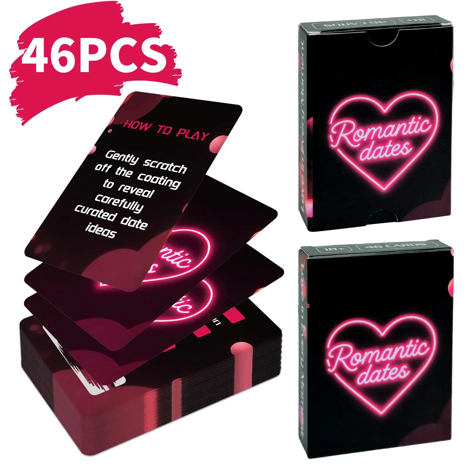 46 Pairs Interactive Scratch Cards, Couples Dating Leisure Entertainment Game Cards, Adult Card Games for Romantic Dates