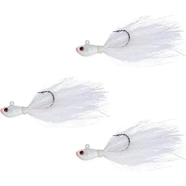 Bucktail Jigs 3 Pack – Hand-Tied Bucktail Hair Fishing Lures |  Gliding  | Saltwater & Freshwater | Striper, Bass, Flounder, Walleye, Fluke | Multiple Weights