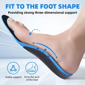 High-Quality Arch Support Insole with Shock Absorption And Cushioning, Suitable for Running, Fitness, Work, Unisex, Ergonomic Design, Long-Lasting Comfort on Long Standing, Foot Care | Sports Insoles | Flatfoot Insole, Cushioned Insoles