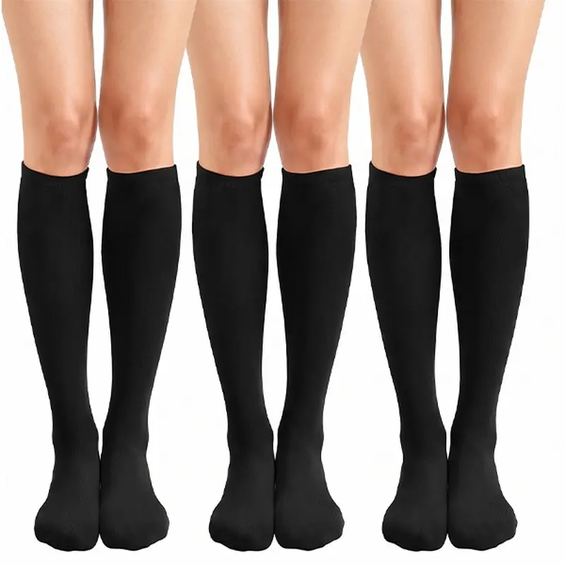 Women's Black Knee High Socks, Soft Stretch Calf Socks for School, Uniform and Casual Outfits