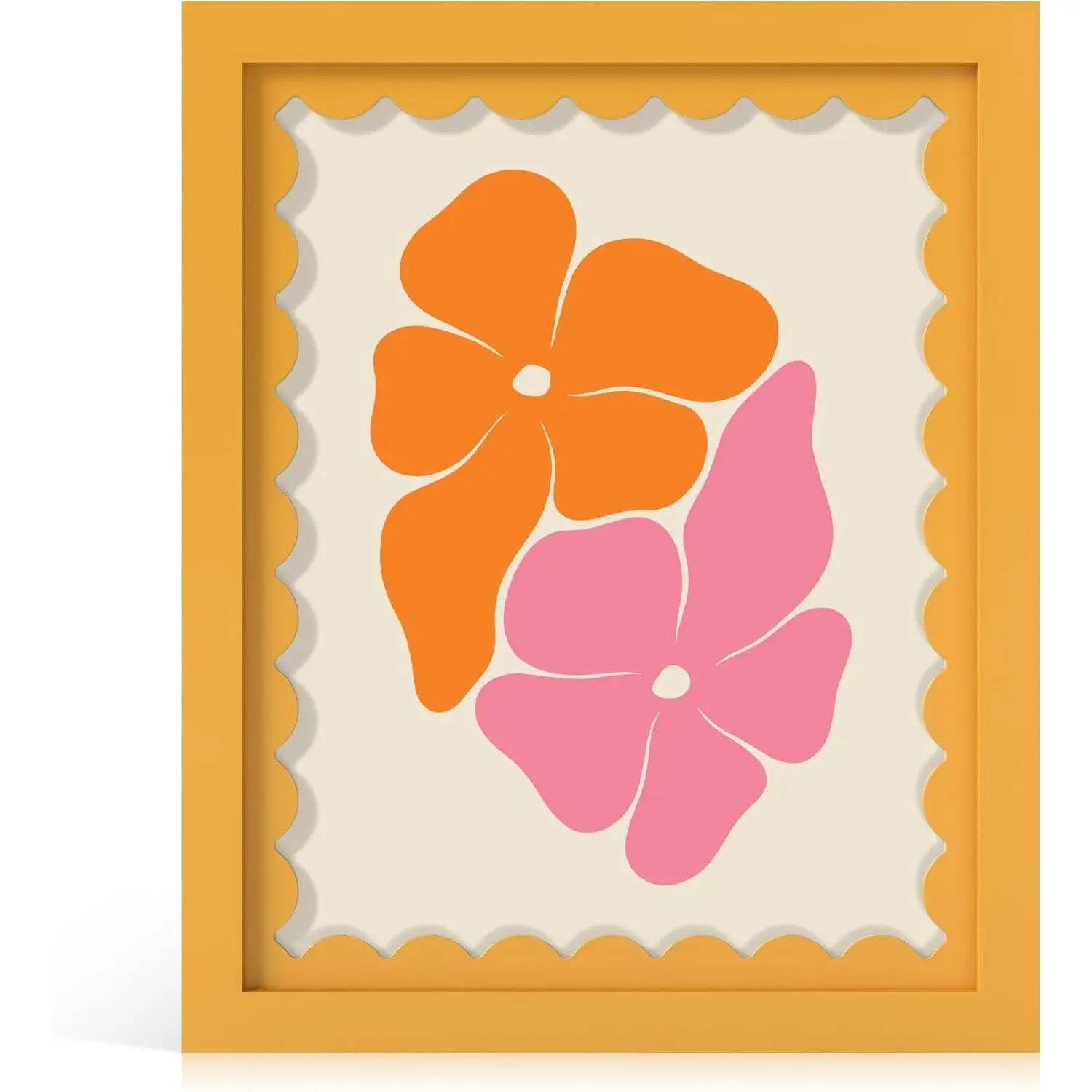 8x10 Picture Frame with Real Glass, Wooden cute 8 x 10 Photo Frame with Wavy Mat for Tabletop and Wall Hanging, Yellow, 1 Pack