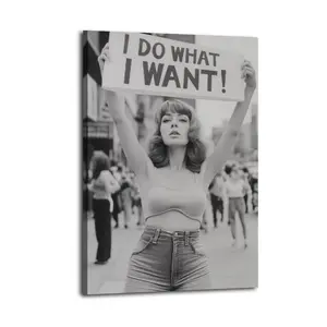 Vintage Woman Protest Print, Black And White Print - I Do What I Want - Feminist Print - Vintage Wall Decor | Bedroom Art | Bathroom Art | Trendy Wall Art | Funky Wall Art