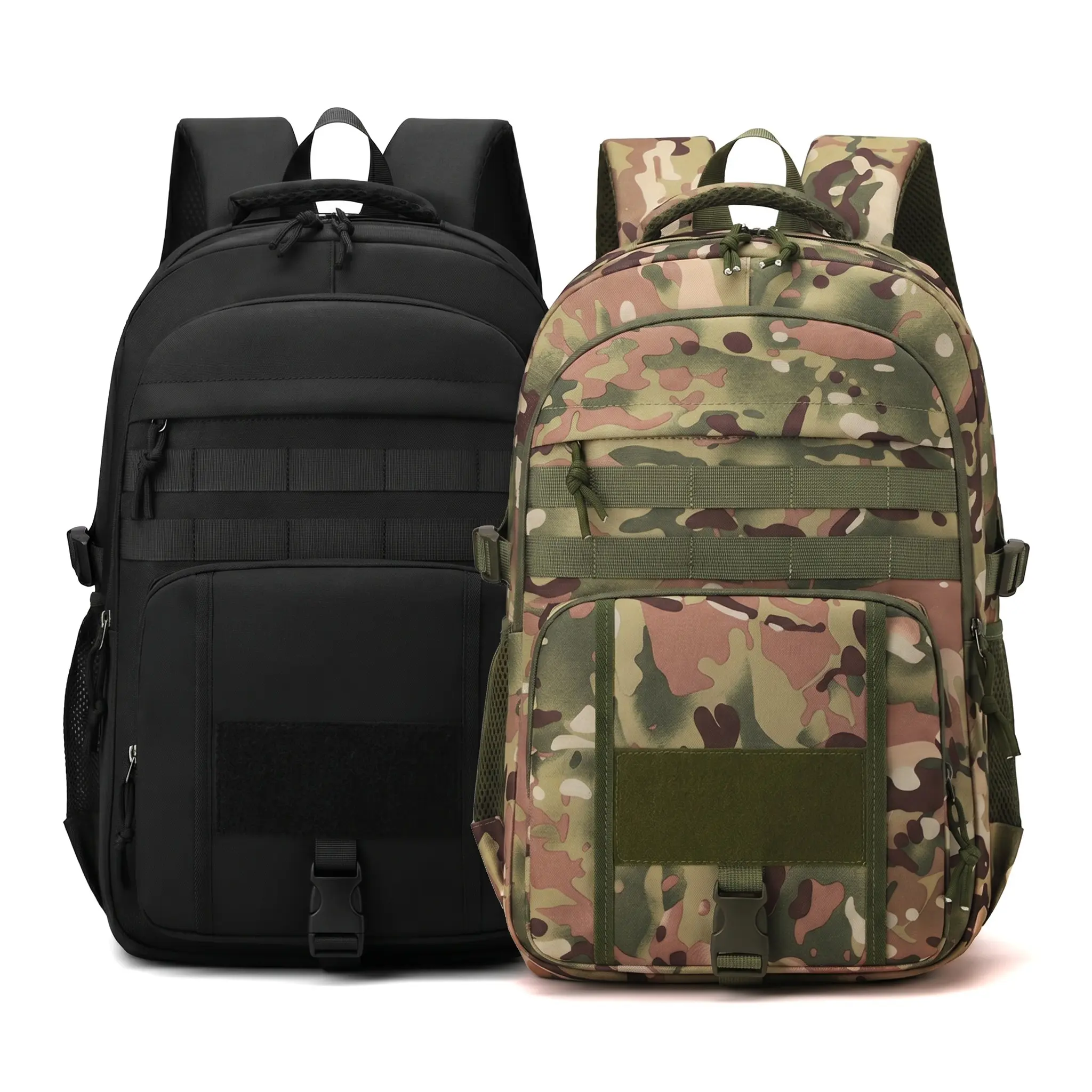 Unisex Lightweight Tactical Look Oxford Cloth Daypack - 20-35L Expandable Capacity, 14in Laptop Compartment, Weight-Reducing Design for Students, Hiking & Casual Outdoor Use, Waterproof, Buckle, Multi-Function