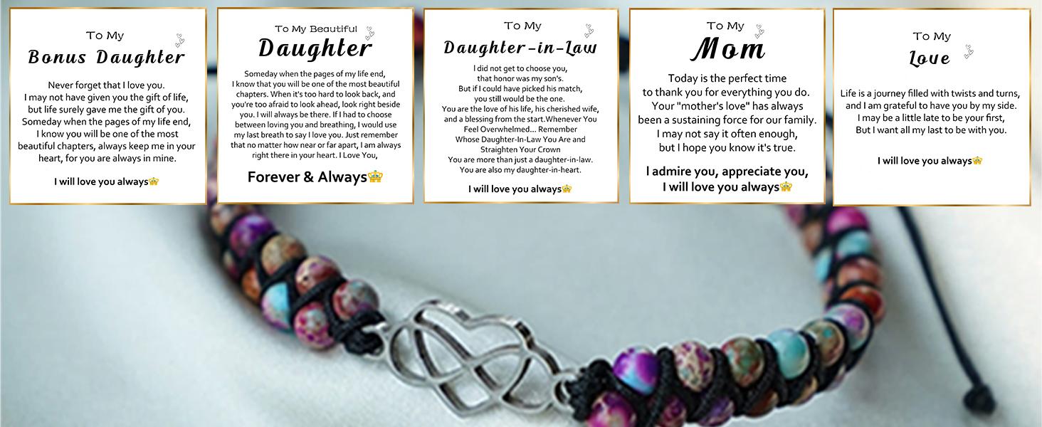To My Granddaughter/Daughter/Mom-Infinity Forever Love Heart Bracelet,Adjustable Natural Emperor Stone Beaded Bracelet for Women