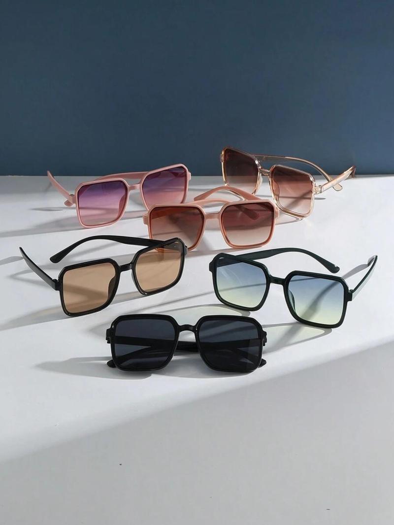 Unisex Simple Style Sunglasses, Trendy Casual Square Frame Sunglasses for Everyday Use, Fashion Accessories for Outdoor Activities