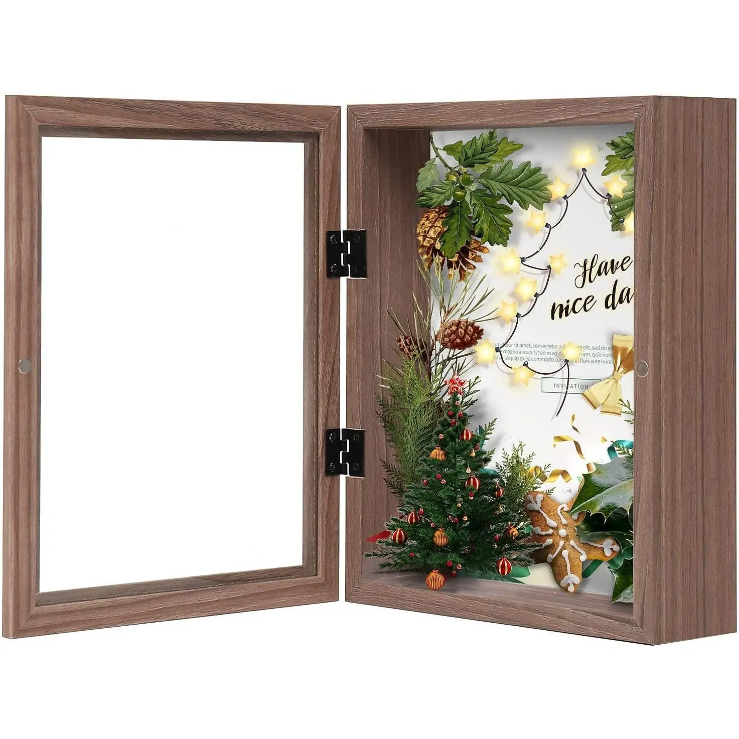 8x10 Shadow Box Picture Frame - 2.16" Interior Deep  & Glass Display Case  to Hang Memory Box   Memorabilia, Wedding, Tickets, and Photos, Brown