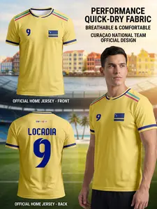 2026 Curacao National Team Official Home Soccer Jersey, Rainbow Shoulder Stripes, Quick-Dry Breathable, All-Season Sportswear