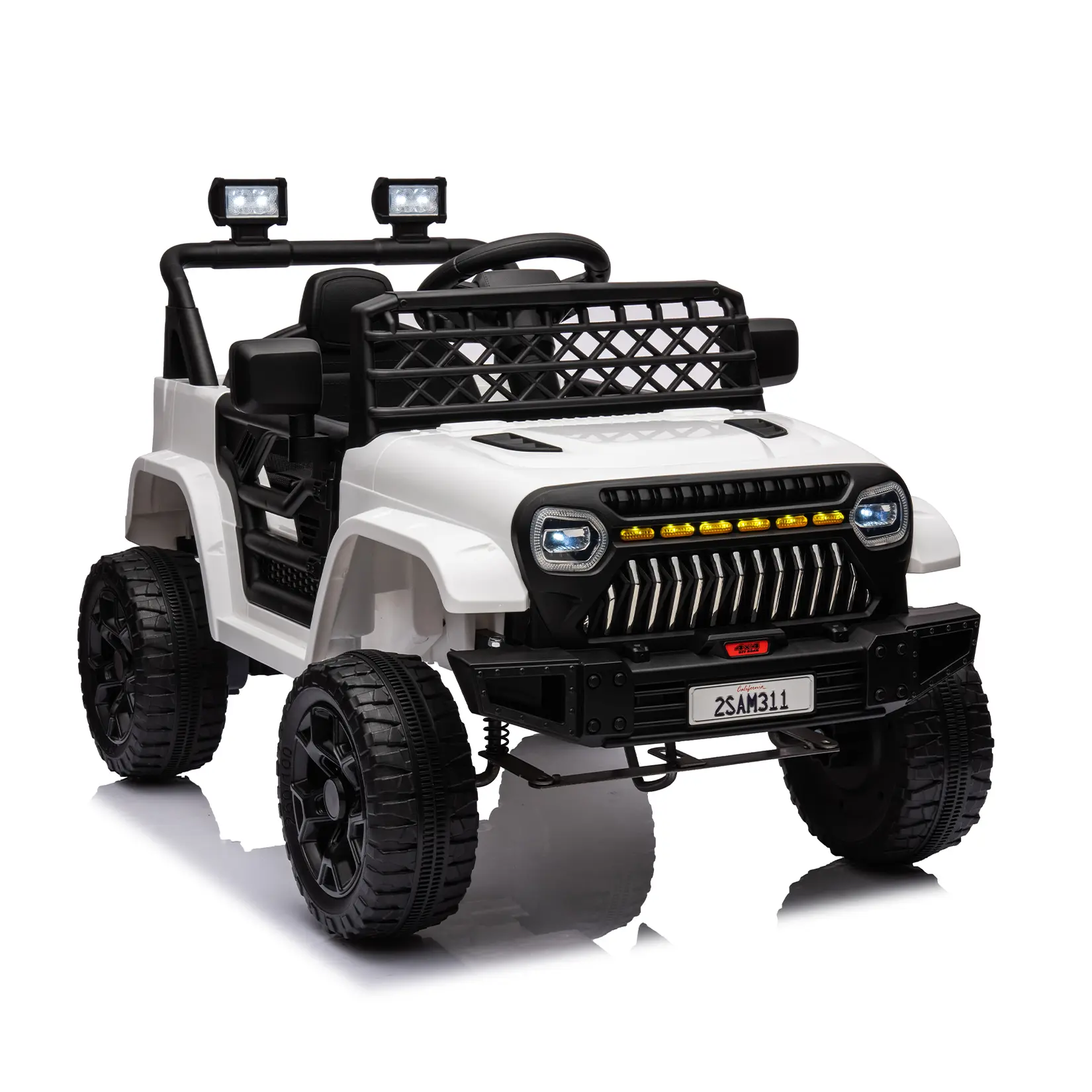 12V Kids Ride On Truck Electric Vehicle Battery Powered Car Toddlers Ride On Toy for Boys Girls with Remote Control, 4-Wheel Suspension, Battery Display, LED Lights, Music