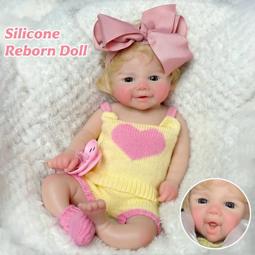 Otarddolls 13 Inches Can Open Mouth Vivienne Solid Silicone Reborn Girl Doll Hand Rooted Hair Realistic Silicone Texture Soft Handmade Silicone Toys Exquisite Birthday Gifts