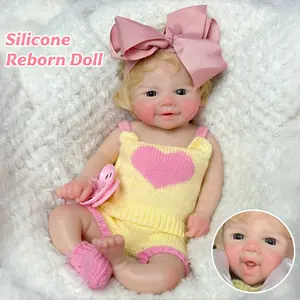 Otarddolls 13 Inches Can Open Mouth Vivienne Solid Silicone Reborn Girl Doll Hand Rooted Hair Realistic Silicone Texture Soft Handmade Silicone Toys Exquisite Birthday Gifts